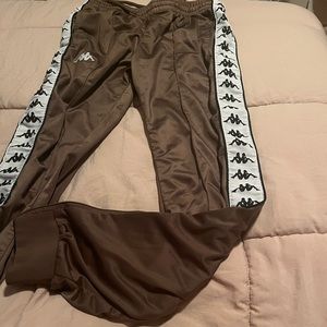 Brown, Nylon, Size small, KAPPA Brand Sweatpants w/ side zip